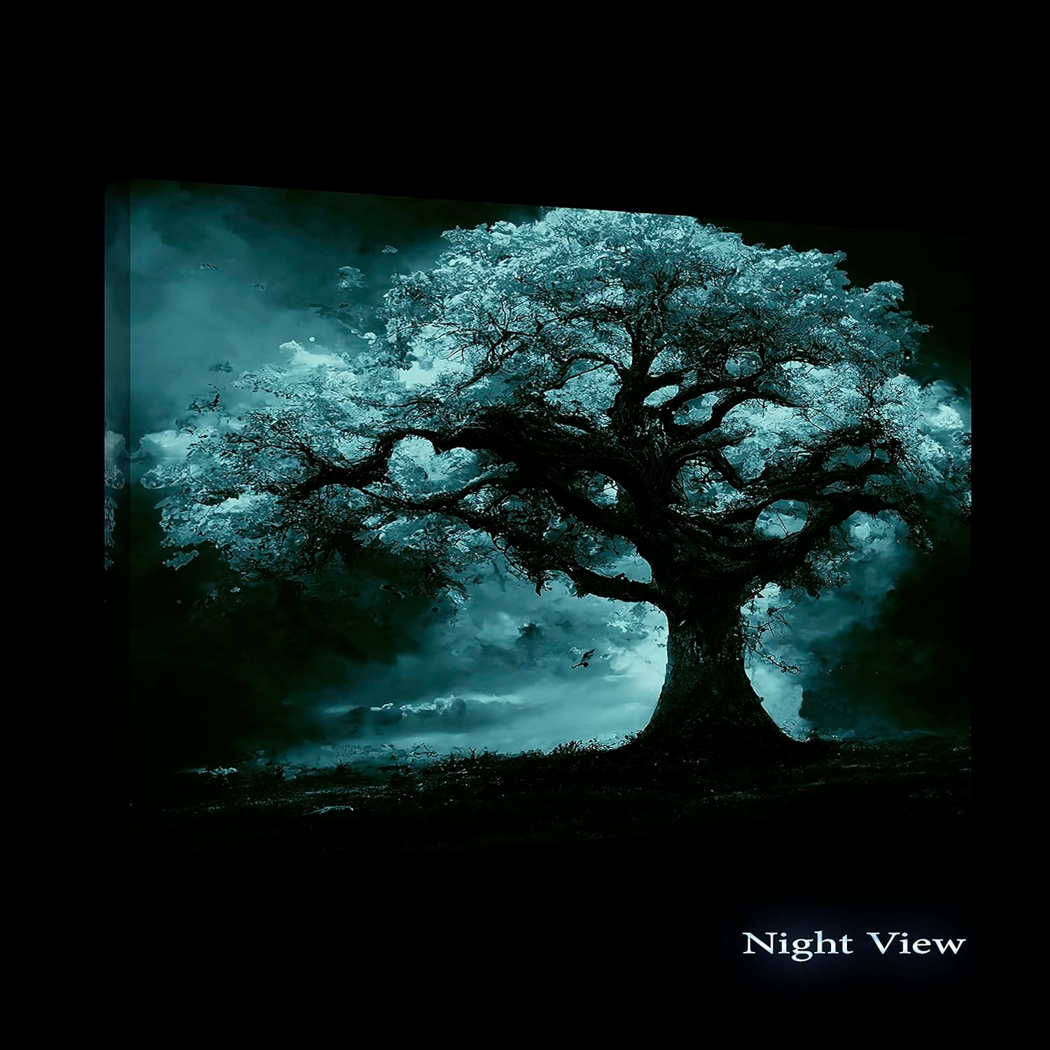 Startonight Canvas Wall Art Abstract - Fairy Tree Rainbow Colored Painting - Stretched Print, Modern for Bedroom or Living Room, Ready to Hang Home Decor Unique Luminous Artwork 24 x 36